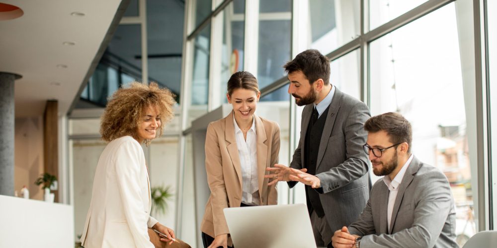 Group of multiethnic business people working together in the office